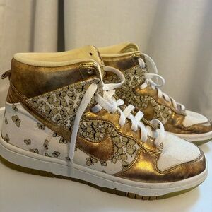RARE Nike Dunk High Top x Paule Marrot Metallic Gold Butterflies 2008